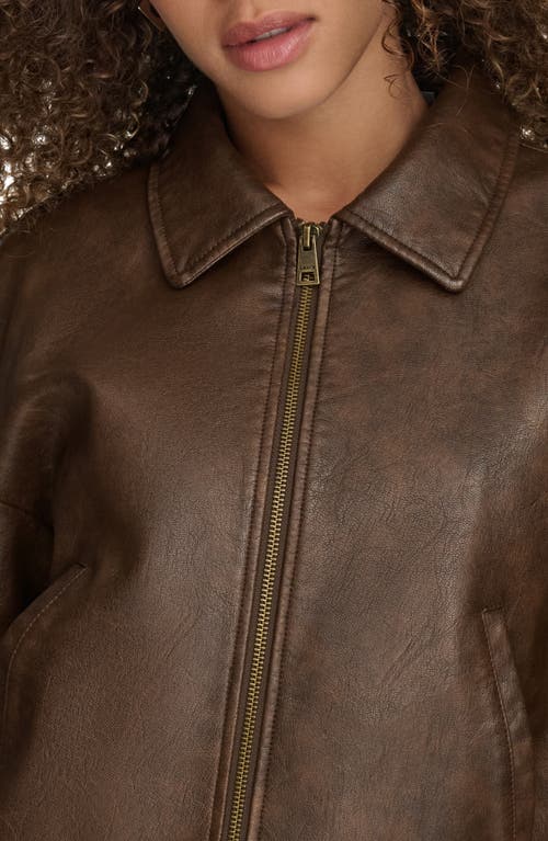 Levi's Faux Leather Bomber Jacket In Saddle