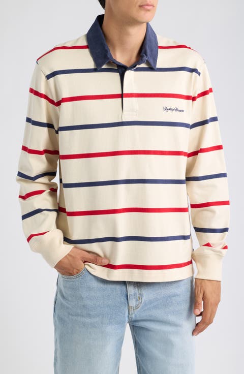 Harrison Corduroy Collar Long Sleeve Organic Cotton Rugby Polo