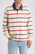 ROWING BLAZERS Harrison Corduroy Collar Long Sleeve Organic Cotton Rugby Polo