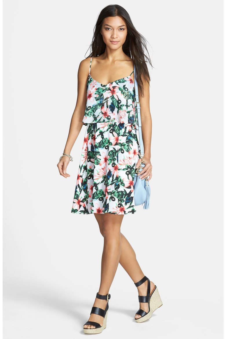'Jungle Lily' A-Line Popover Dress, Alternate, color, ULTRA WHITE
