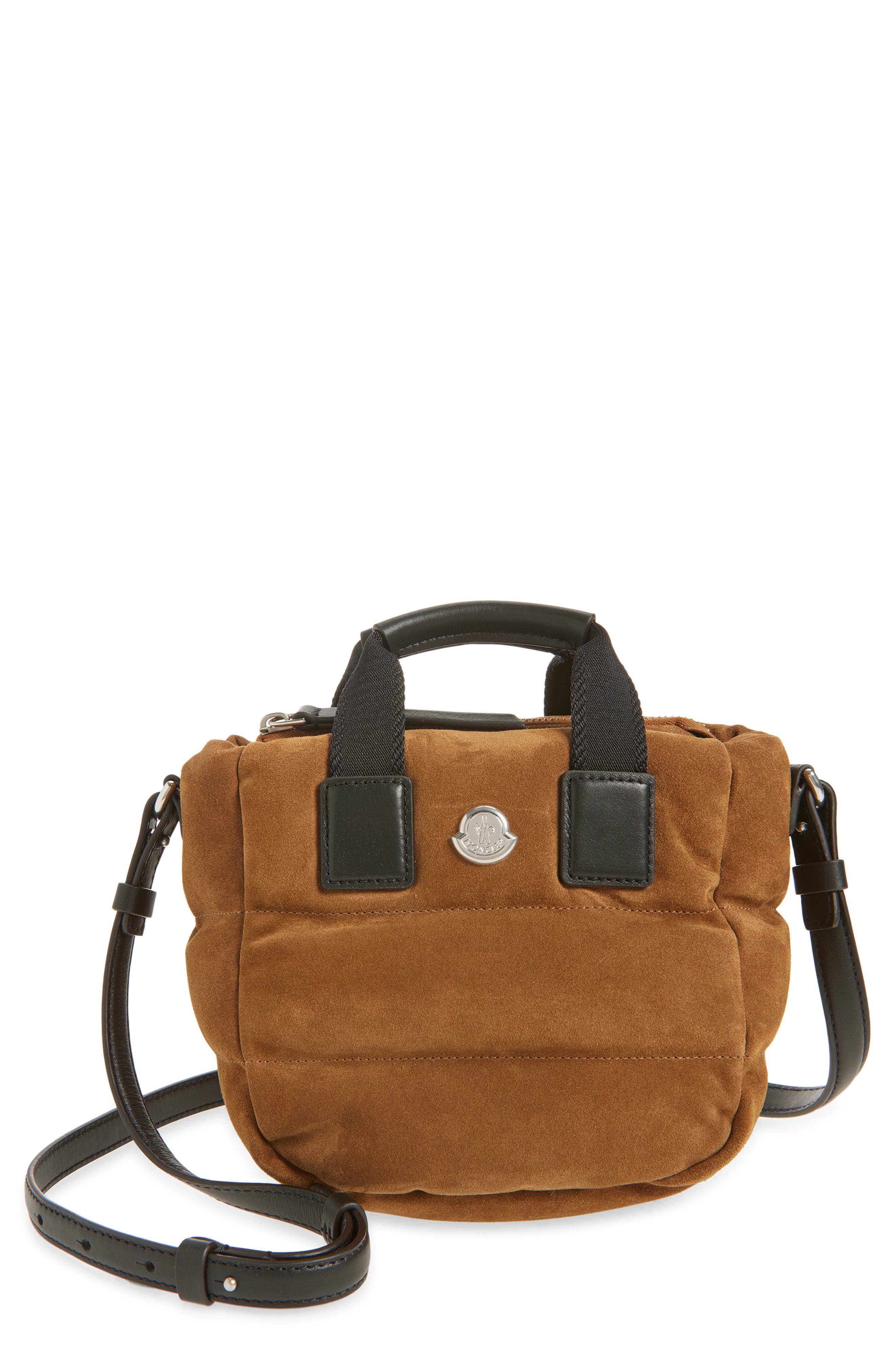 Moncler Micro Caradoc Puffer Crossbody Bag, Main, color, Espresso