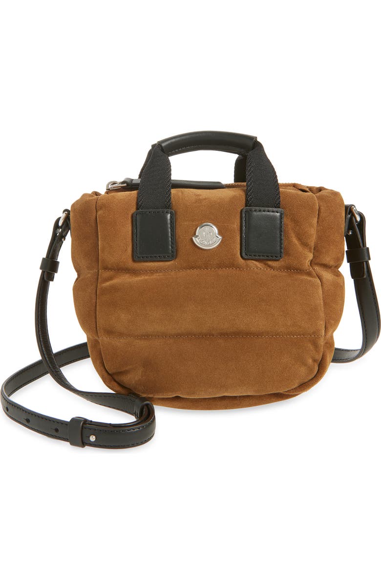 Moncler Micro Caradoc Puffer Crossbody Bag, Main, color, Espresso