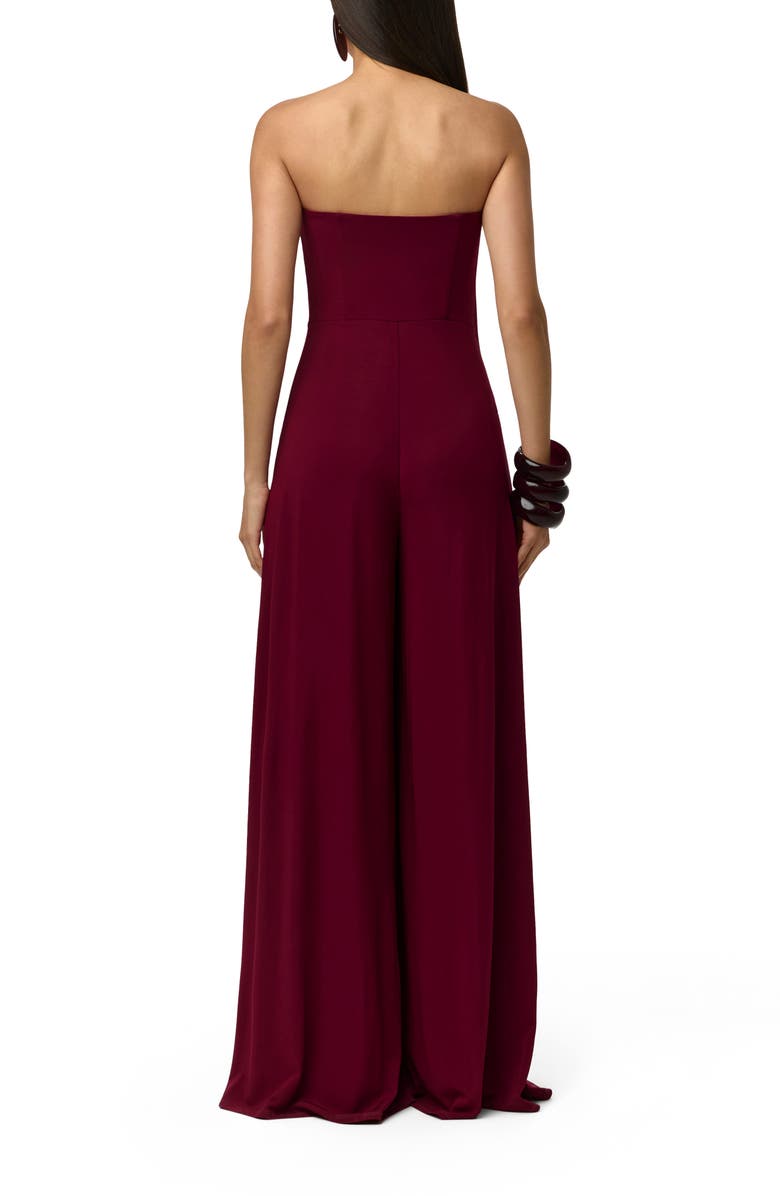 Naked Wardrobe Slinky Strapless Tube Wide Leg Jumpsuit, Alternate, color, Sangria