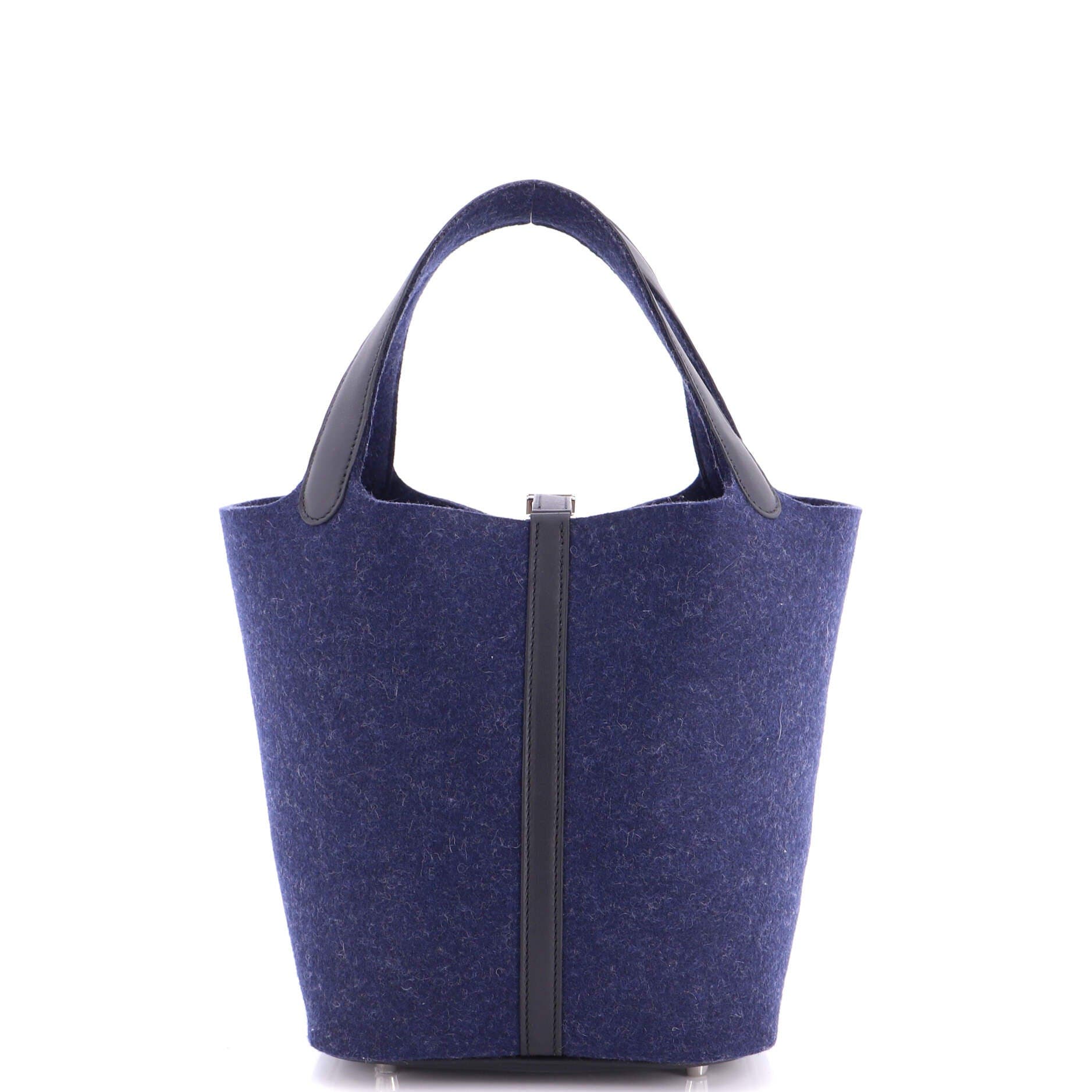 Picotin Lock Bag Felt with Leather MM, Alternate, color, Bleu Nuit