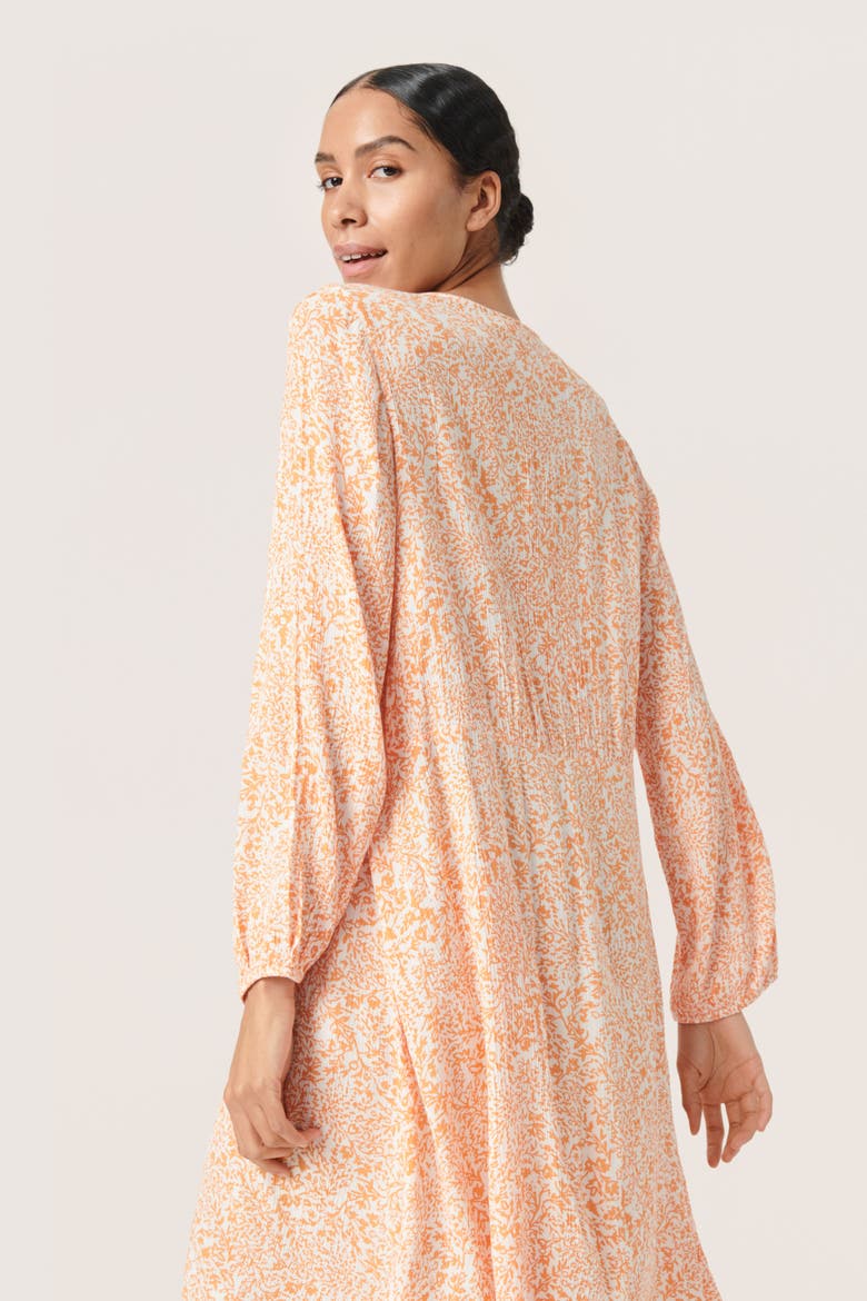 Zaya Knee-Length Long Sleeve Dress, Alternate, color, Tangerine Ditsy Print