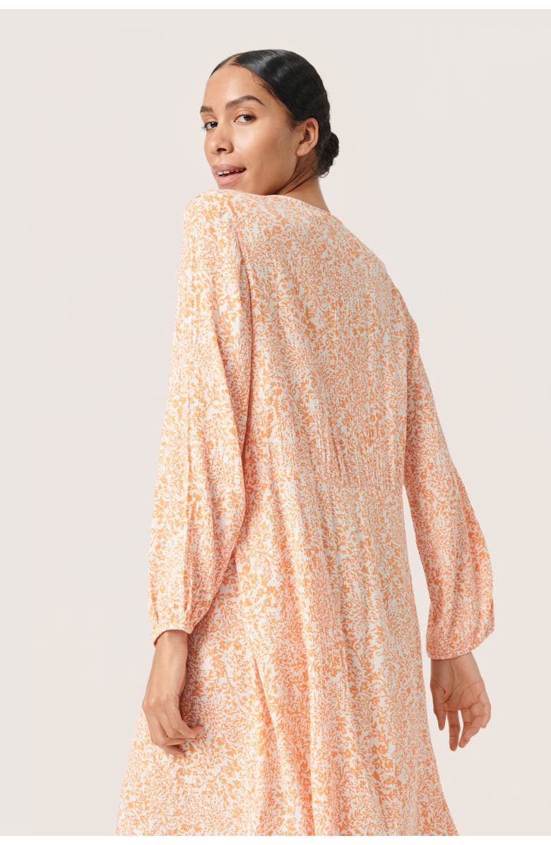 Soaked in Luxury Zaya Knee-Length Long Sleeve Dress, Alternate, color, Tangerine Ditsy Print