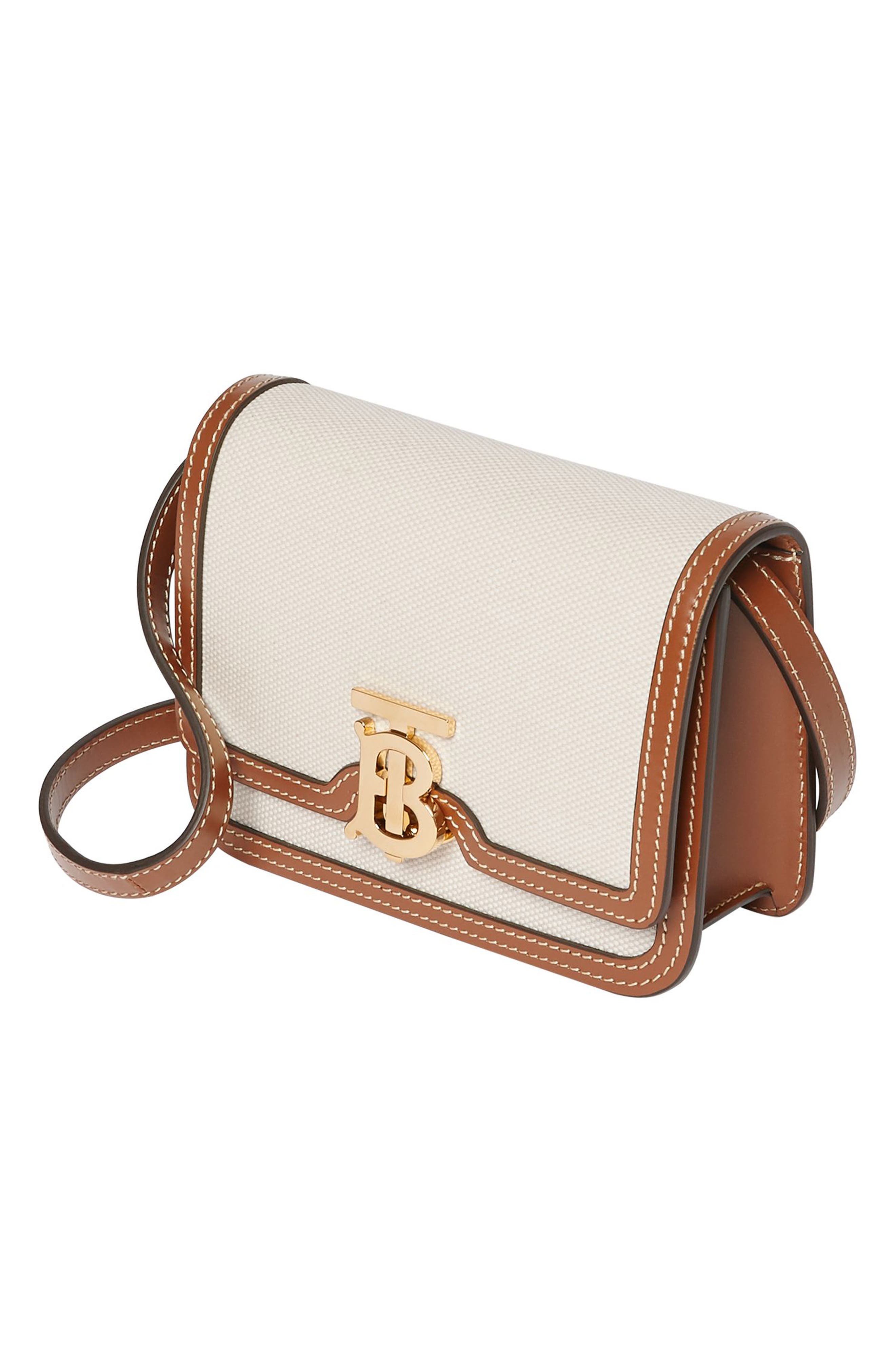 Burberry TB Monogram Canvas & Leather Shoulder Bag, Alternate, color, 