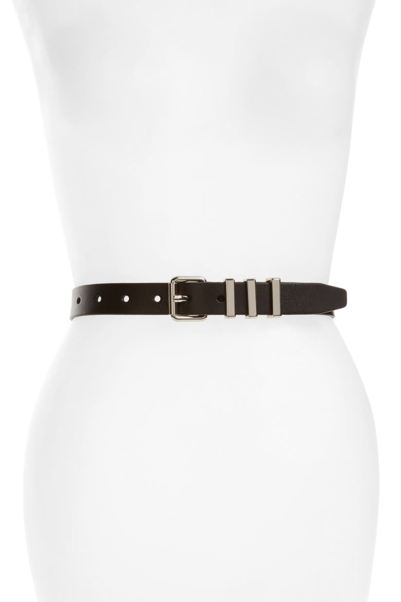 Suzy Leather Belt, Main, color, BLACK/BLACK