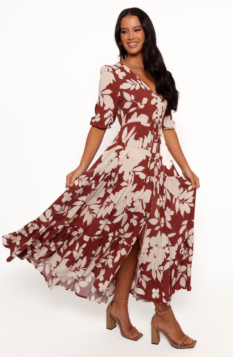 Petal & Pup Kelda Floral Maxi Dress, Alternate, color, Rust Floral