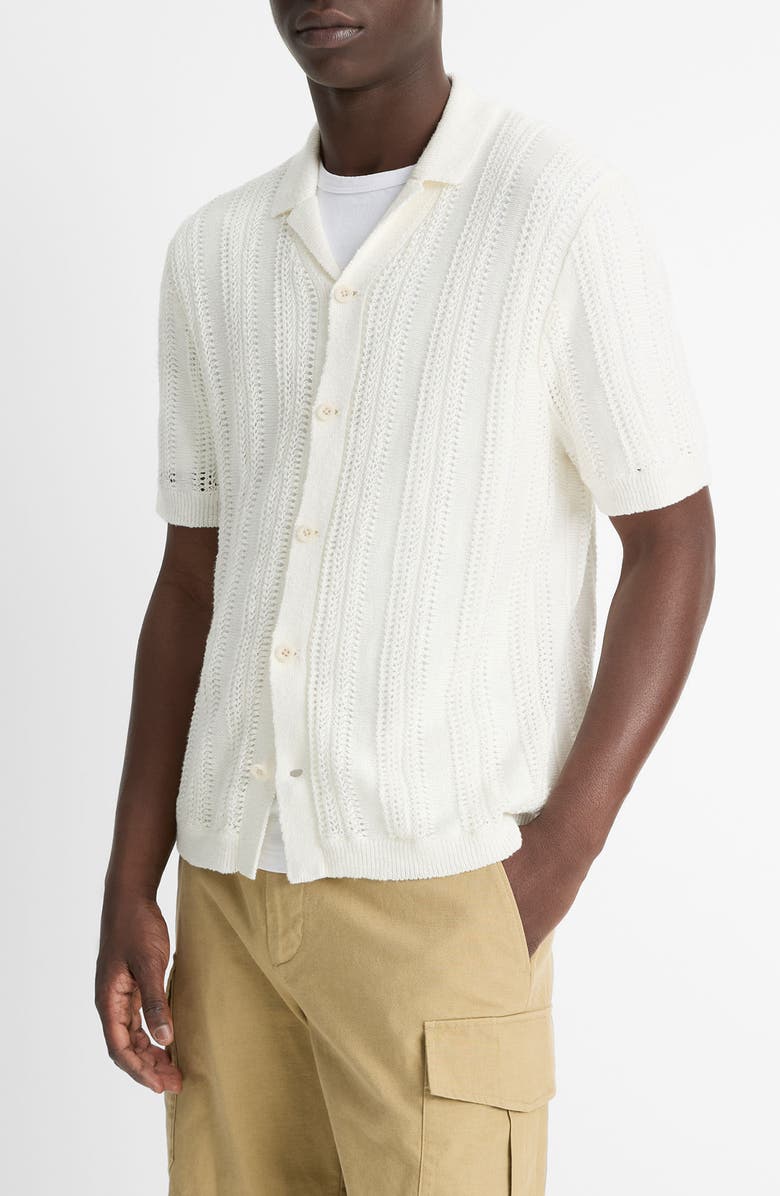Vince Cabana Knit Button-Up Shirt, Alternate, color, Natural