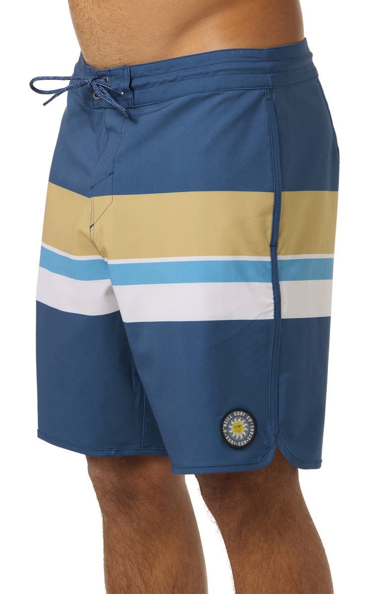 O'Neill Cruzer Stripe Scallop Swim Trunks, Alternate, color, Midnight Navy