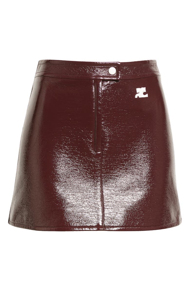 Courrèges Re-Edition Vinyl Miniskirt, Alternate, color, Burgundy