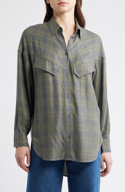 Bostaffa Metallic Plaid Woven Shirt