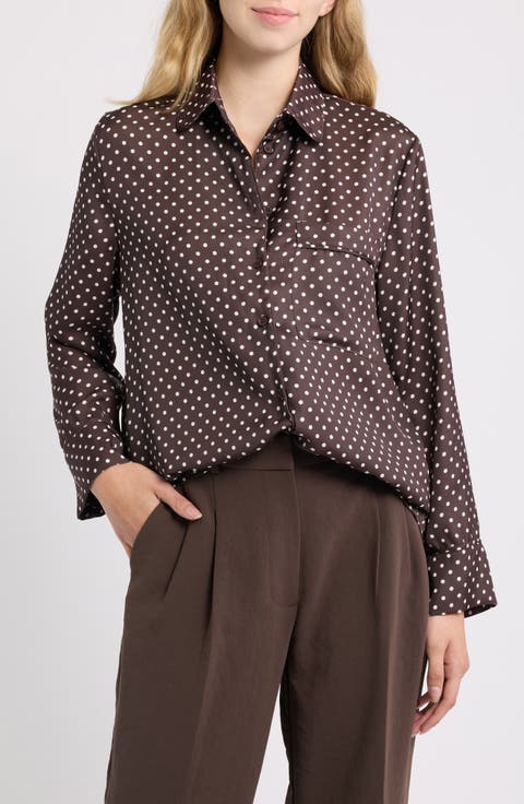 Survivor Polka Dot Print Button-Up Shirt