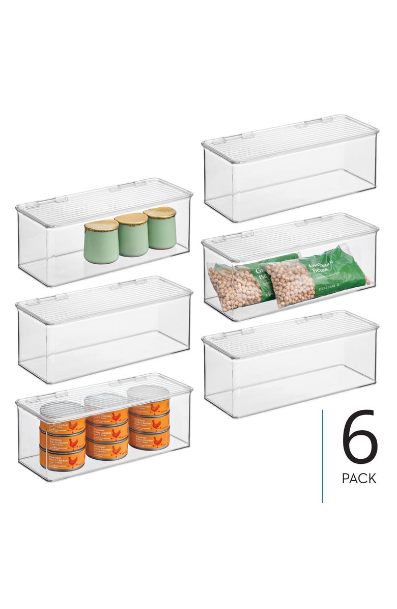 iDesign Stackable Hinged-Lid Storage Box - Set of 6 - Clear, Alternate, color, Clear