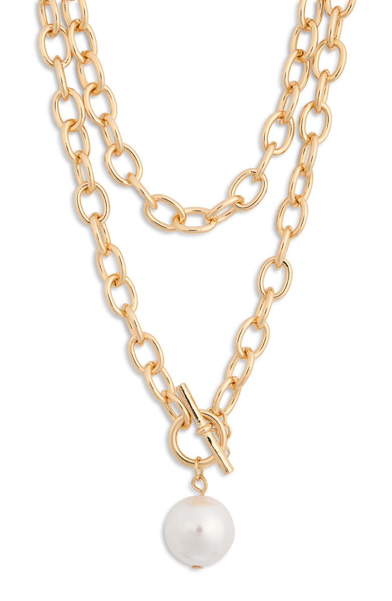 NORDSTROM RACK Faux Pearl Wrap Necklace, Main, color,