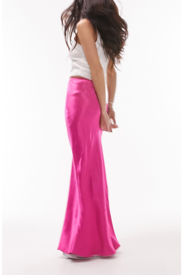 Bias Cut Satin Maxi Skirt, Alternate, color, PINK