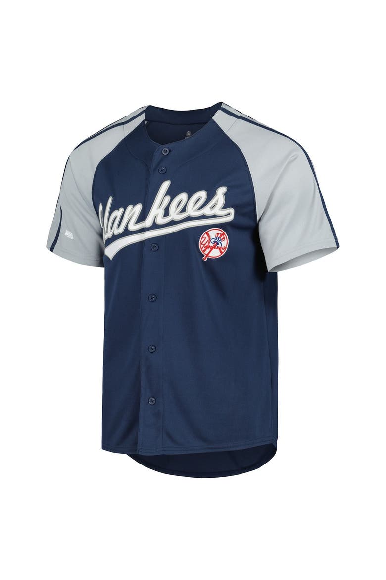 Men's Stitches Navy New York Yankees Button-Down Raglan Fashion Jersey, Alternate, color, Navy