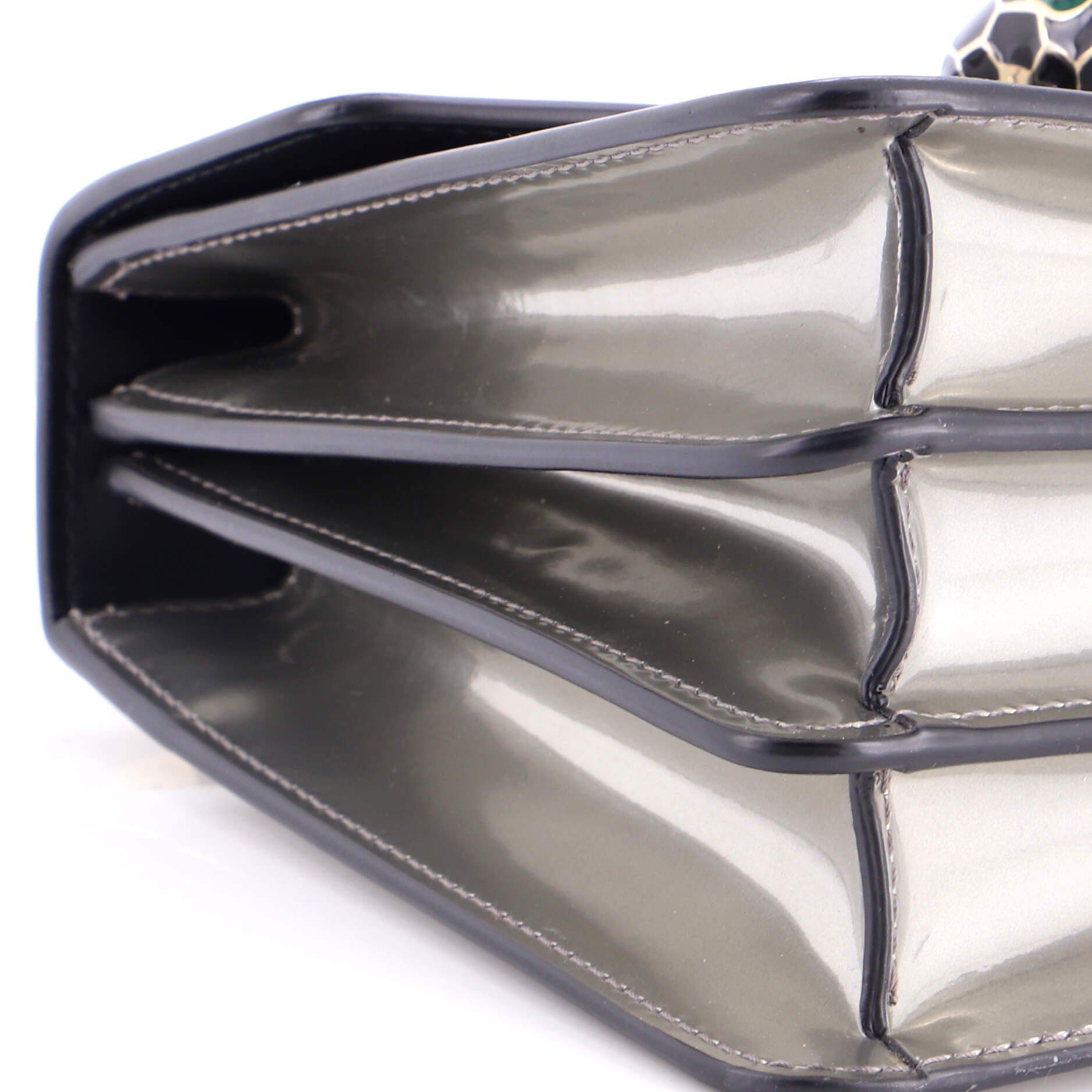 Serpenti Top Handle Bag Patent Small, Alternate, color, Metallic Silver