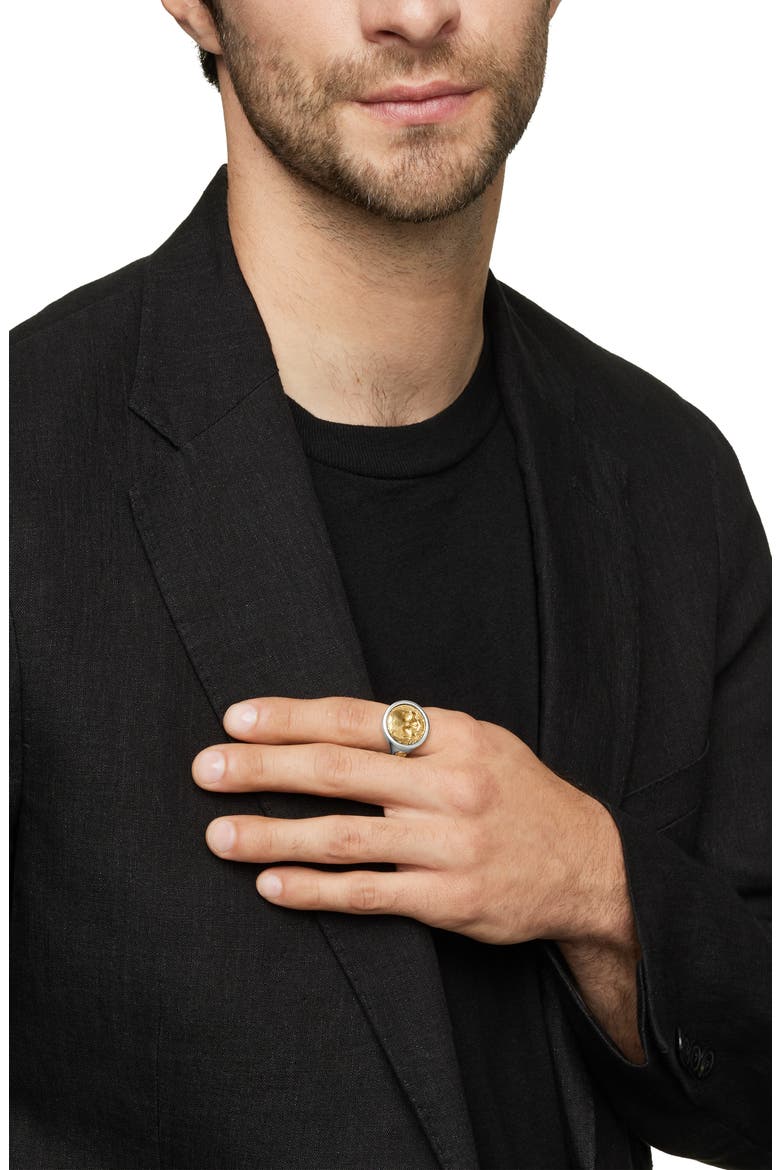Life & Death Duality Signet Ring in Sterling Silver with 18K Yellow Gold, Alternate, color, STERLING SILVER W/ 18K GOLD