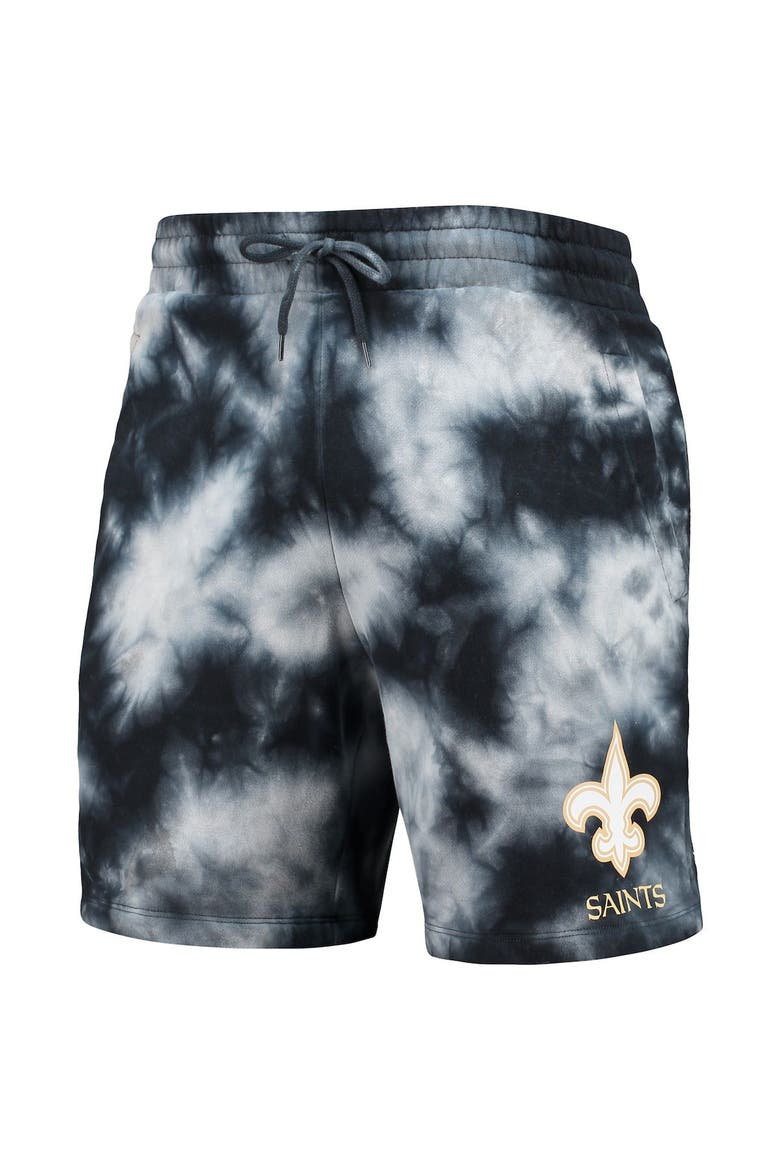 Men's New Era Black New Orleans Saints Tie-Dye Shorts, Alternate, color, Black