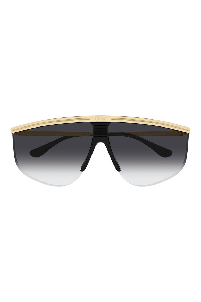 CH0415S 65mm Oversize Gradient Shield Sunglasses, Main, color, GOLD GREY