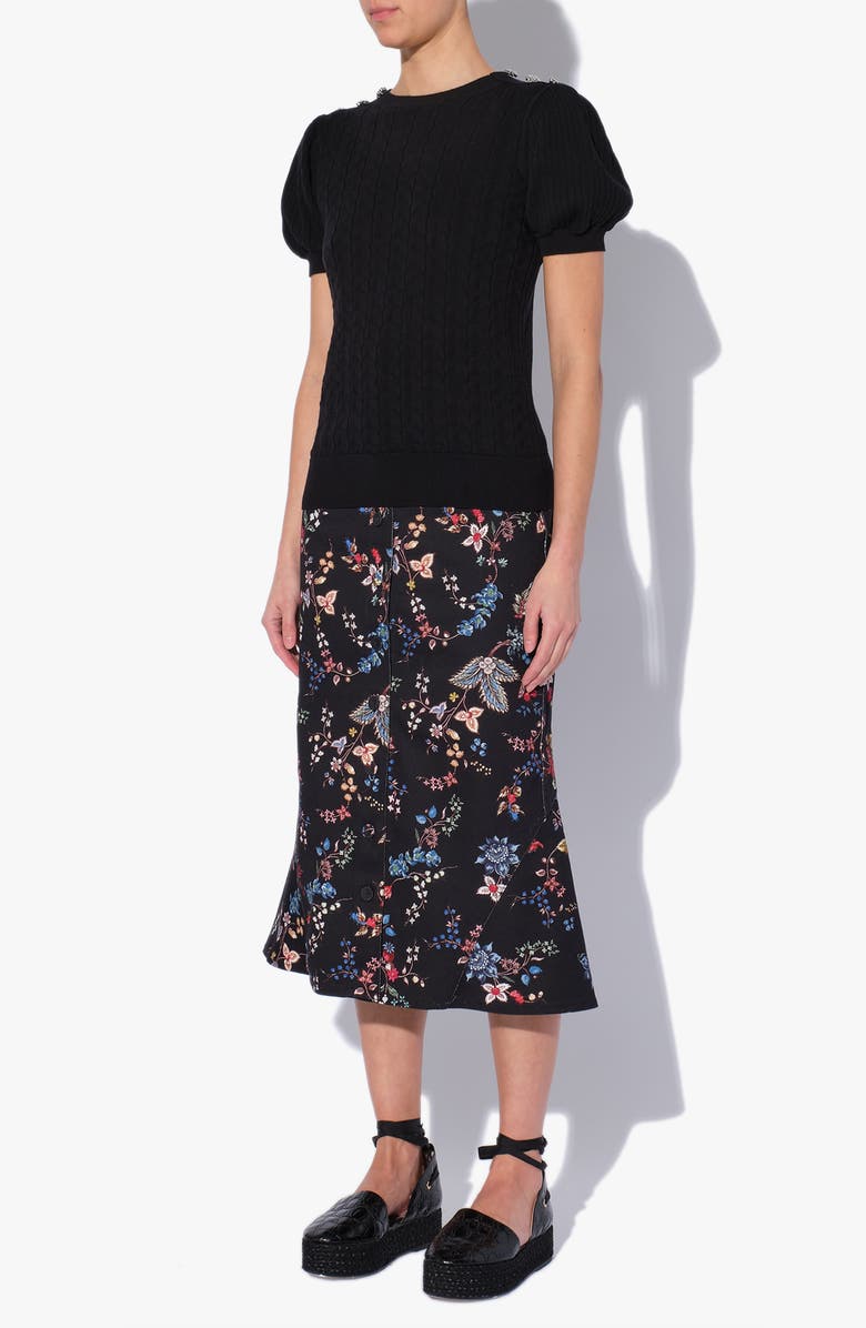 Erdem Belva Short Sleeve Cotton & Cashmer Sweater, Alternate, color,