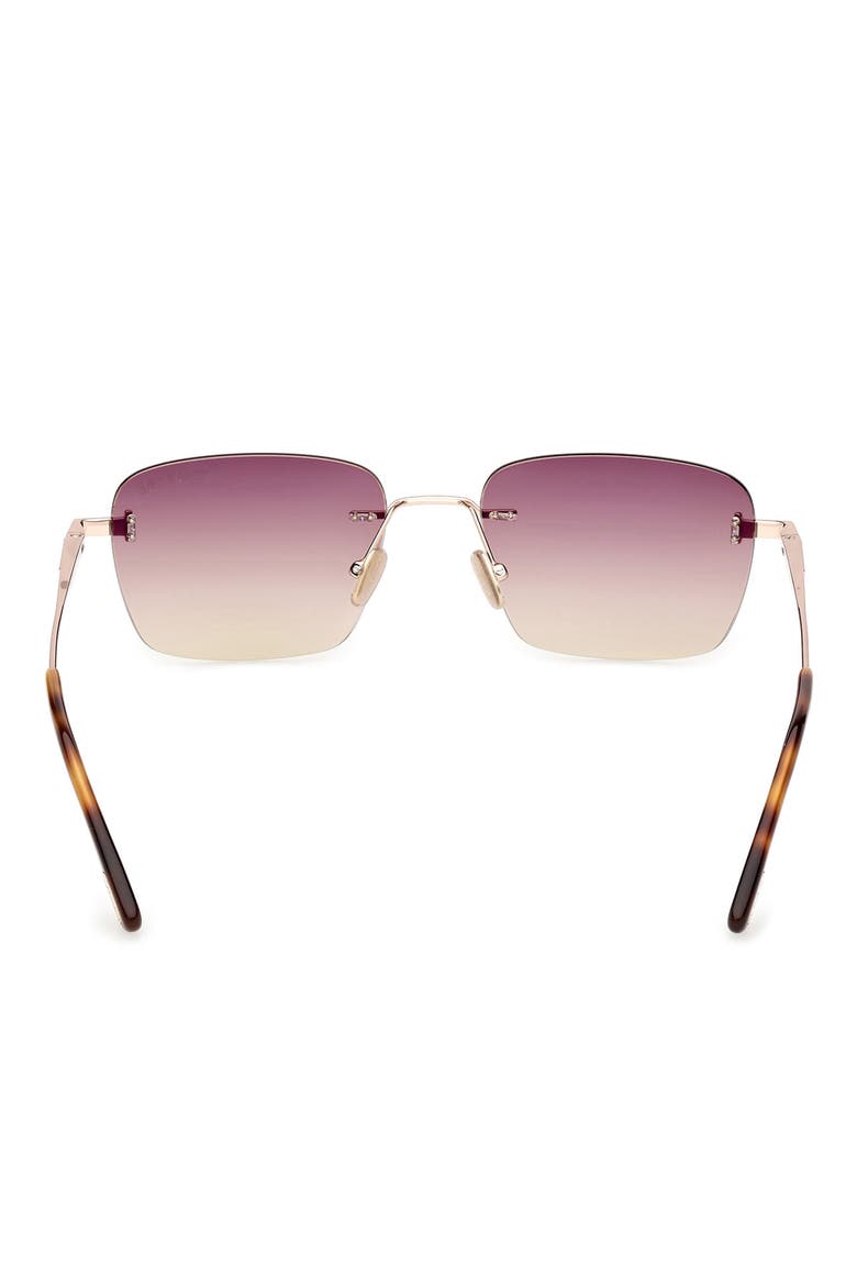 Jake 54mm Gradient Rectangular Sunglasses, Alternate, color, ROSE GOLD / PURPLE / AMBER