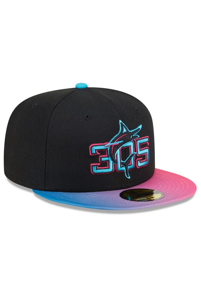 Men's New Era Black/Pink Miami Marlins 2025 City Connect 59FIFTY Fitted Hat, Alternate, color, Black