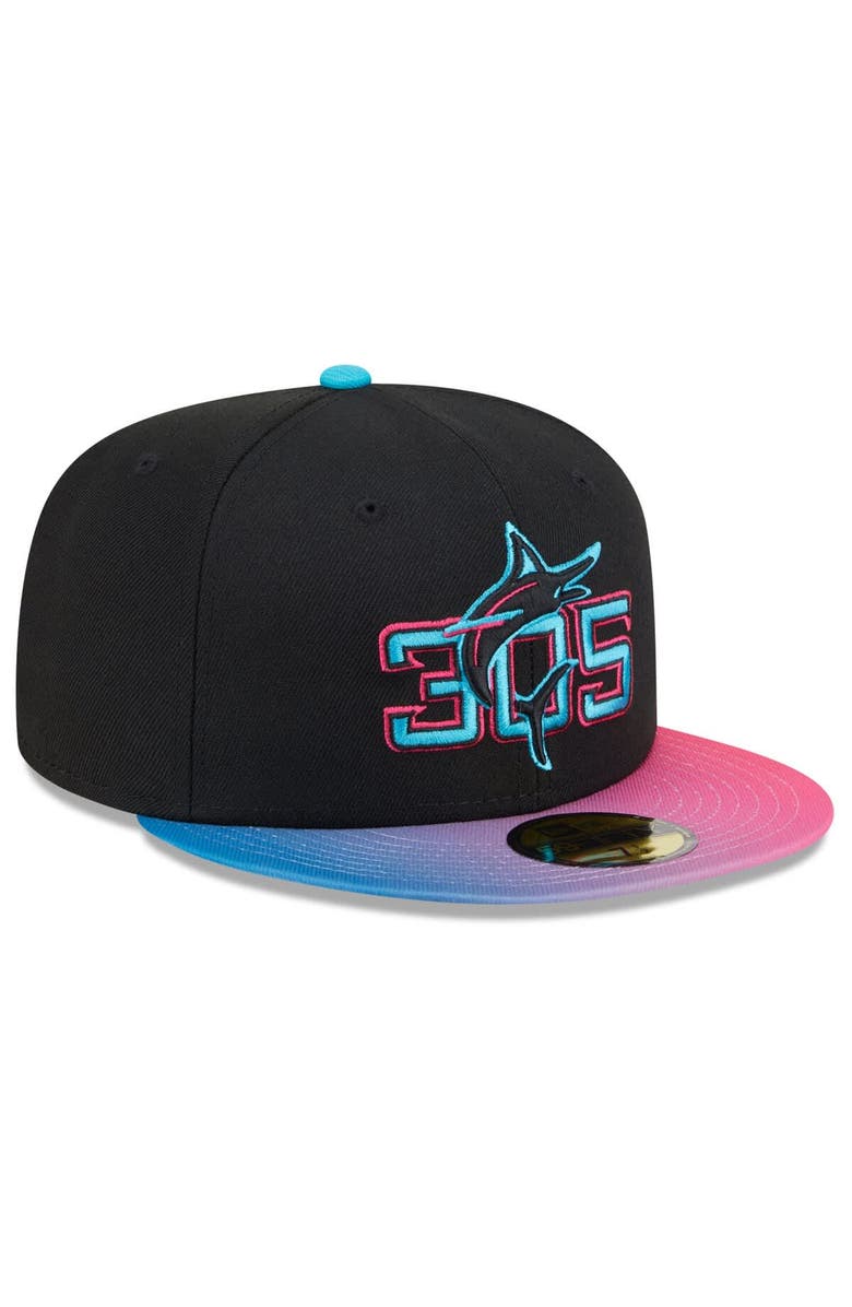 New Era Men's New Era Black/Pink Miami Marlins 2025 City Connect 59FIFTY Fitted Hat, Alternate, color, Black