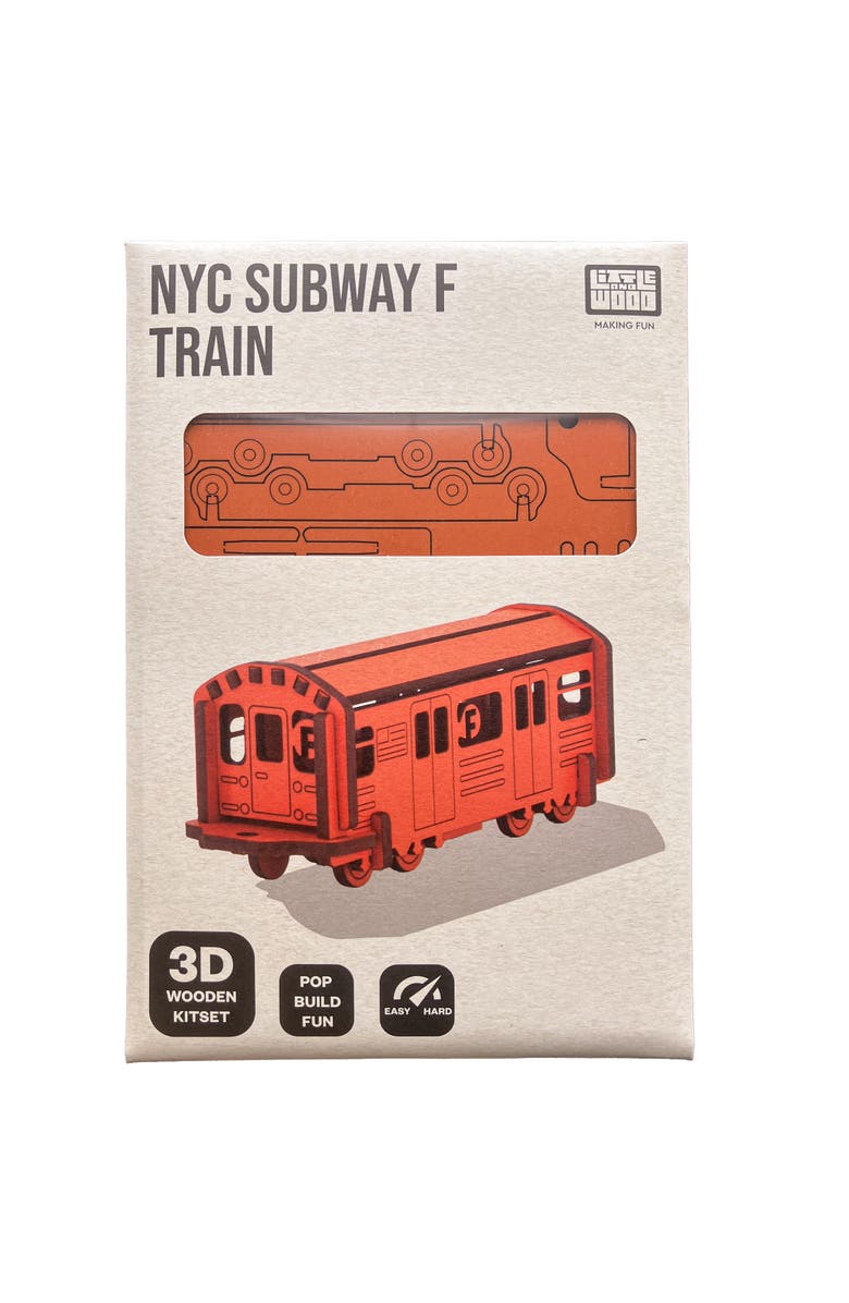 Little & Wood Woodlet Medium Nyc Subway F Train, 3D Wooden Kitset, Ages 6+, Alternate, color, Multicolored