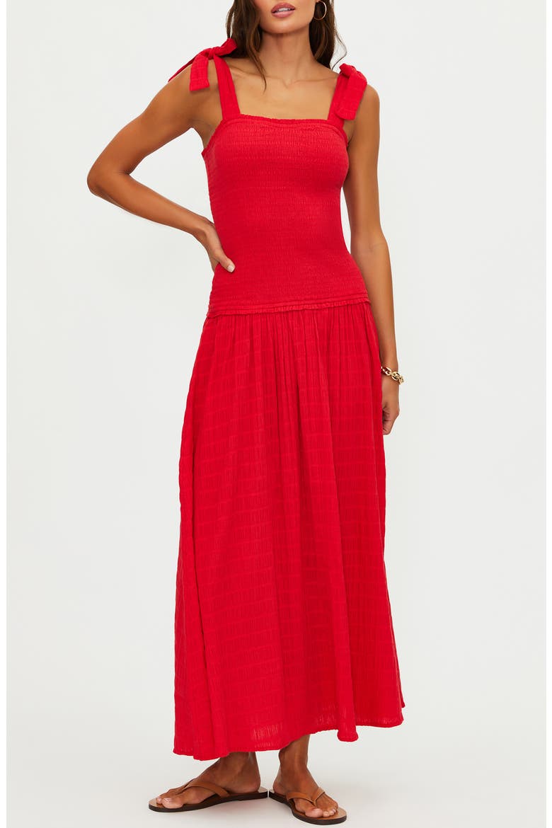 Isadora Smocked Cover-Up Maxi Dress, Main, color, CRIMSON