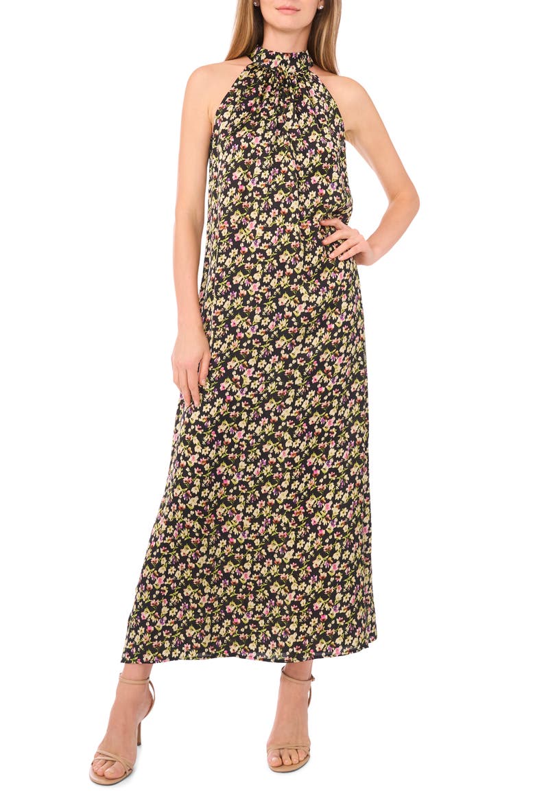 Halter Neck Maxi Dress, Main, color, RICH BLACK