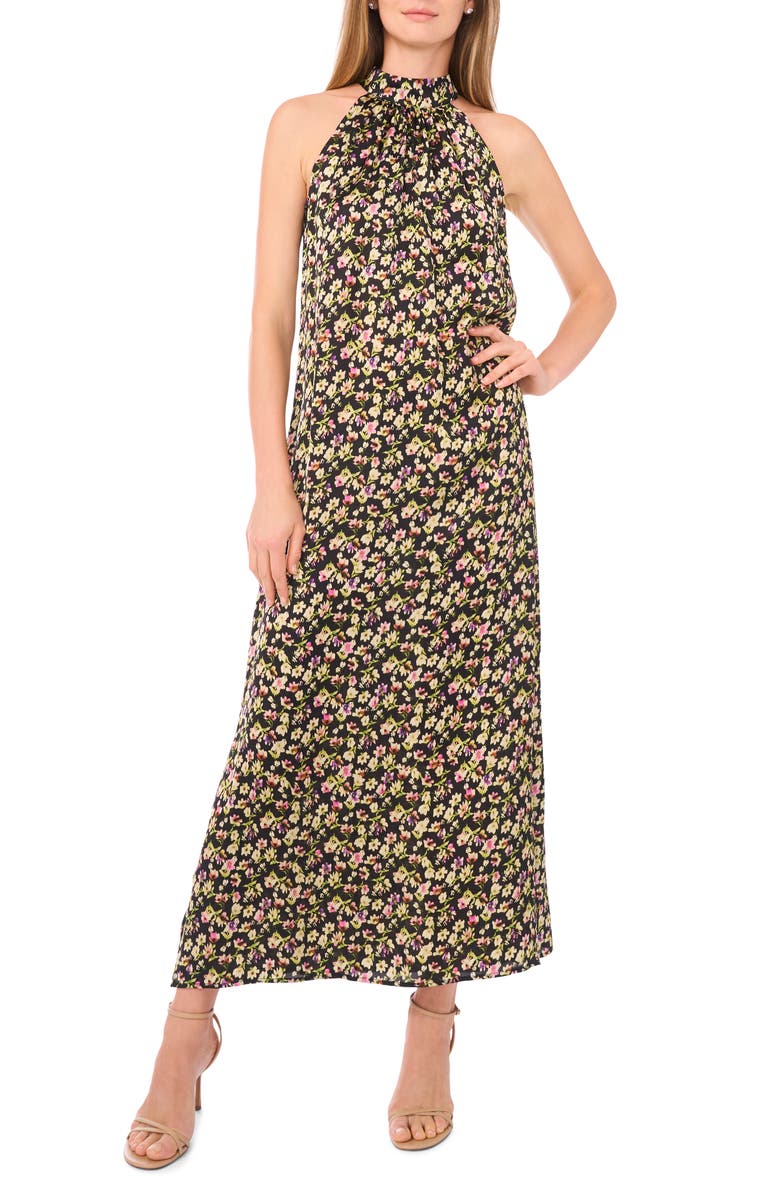 Vince Camuto Halter Neck Maxi Dress, Main, color, Rich Black