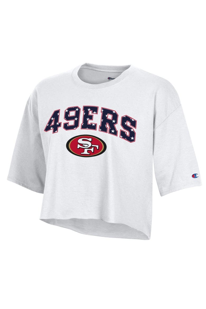 Women's Champion White San Francisco 49ers Star Spangled Cropped T-Shirt, Main, color, White