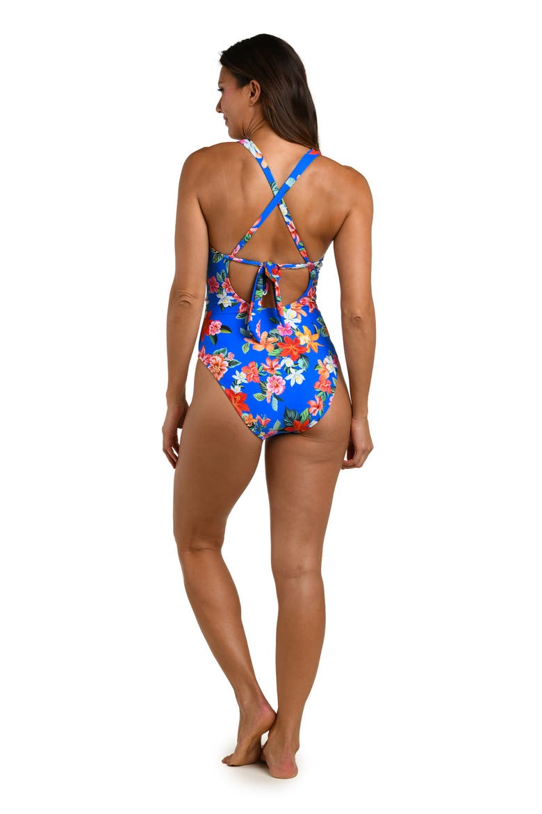 Modern Plunge One-Piece Swimsuit, Alternate, color, BLUE MULTI