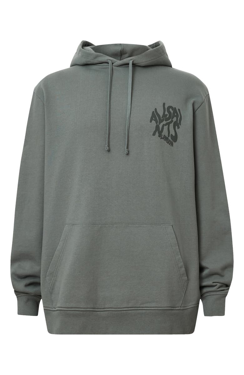 AllSaints Orlando Logo Cotton Graphic Hoodie, Alternate, color, Gastor Green