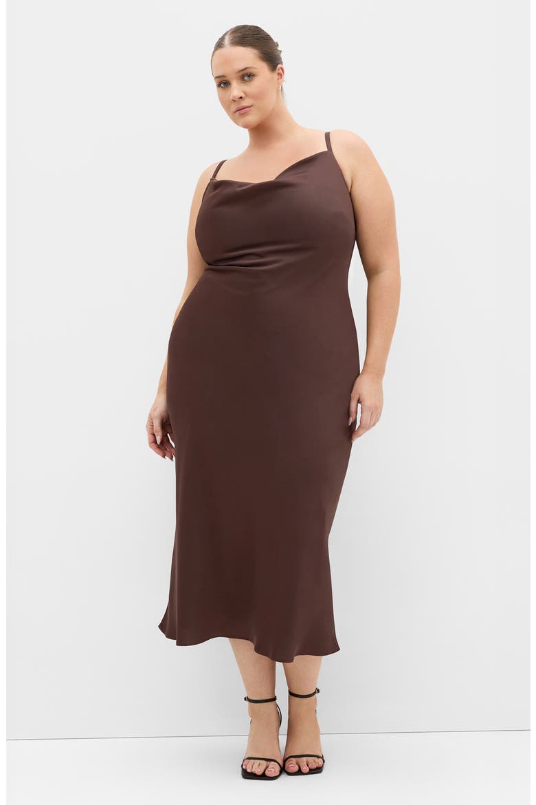 Cowl Neck Satin Slipdress, Alternate, color, TRUFFLE