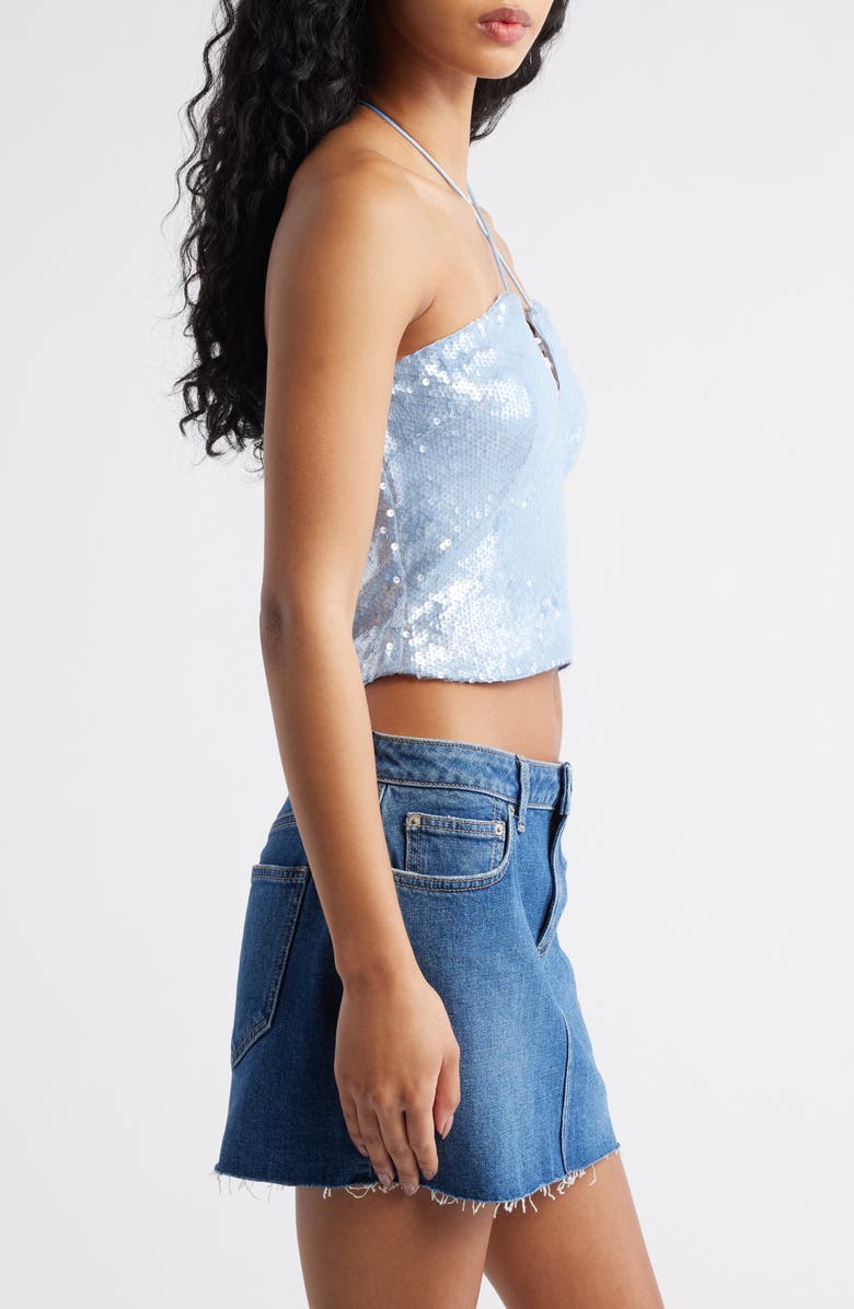 Princess Polly Kalokairi Sequin Halter Top, Alternate, color, Blue