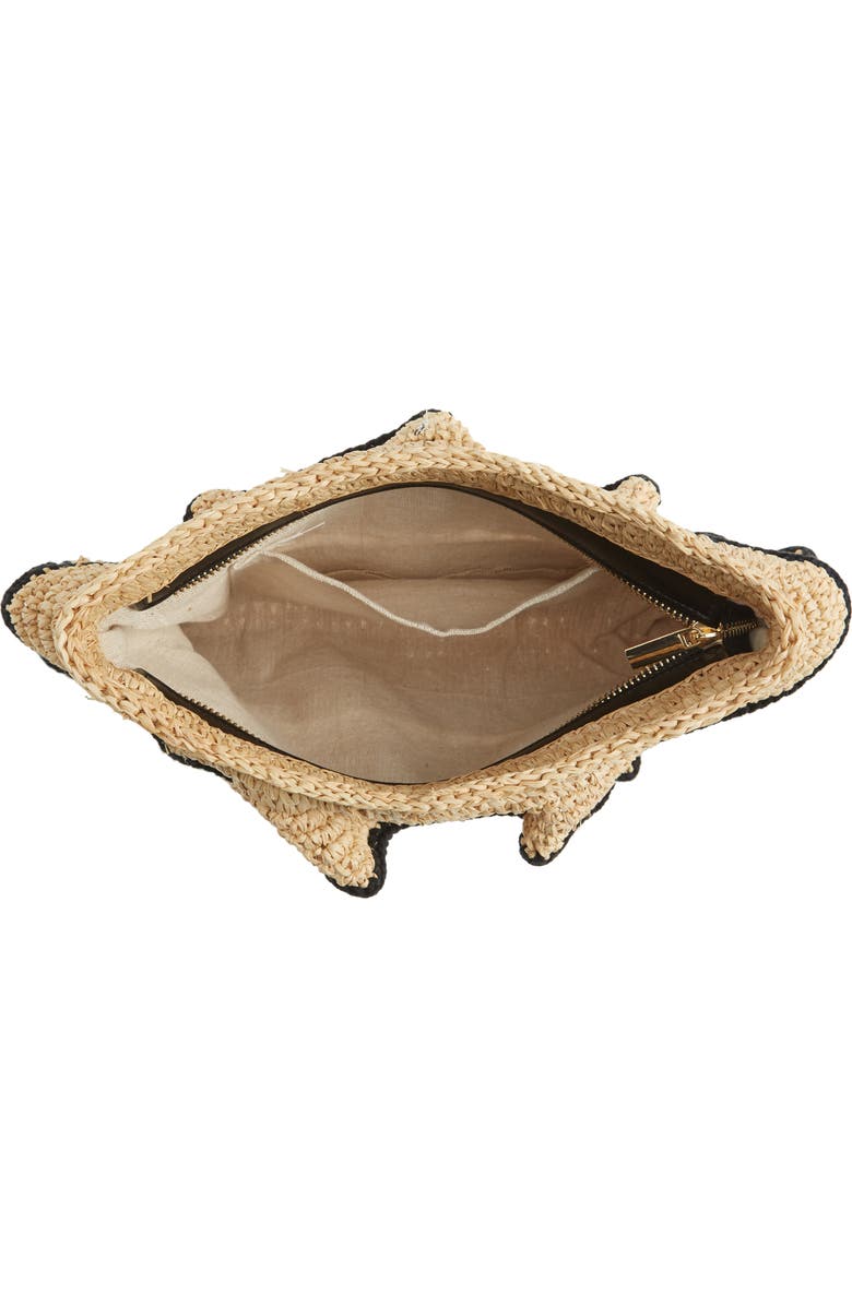 BTB Los Angeles Joey Ruffle Raffia Clutch, Alternate, color,