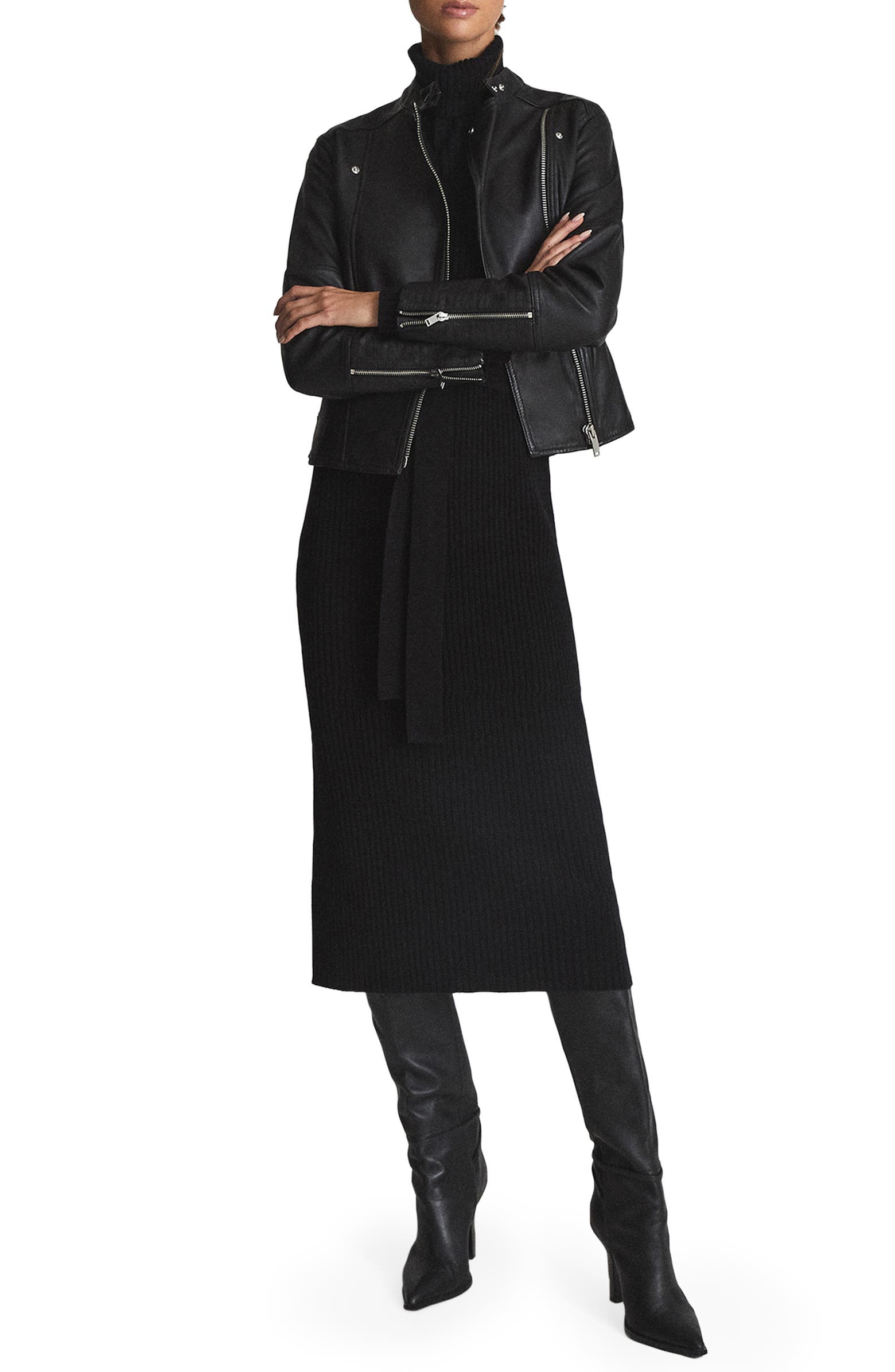 Reiss Tallis Leather Biker Jacket | Nordstromrack