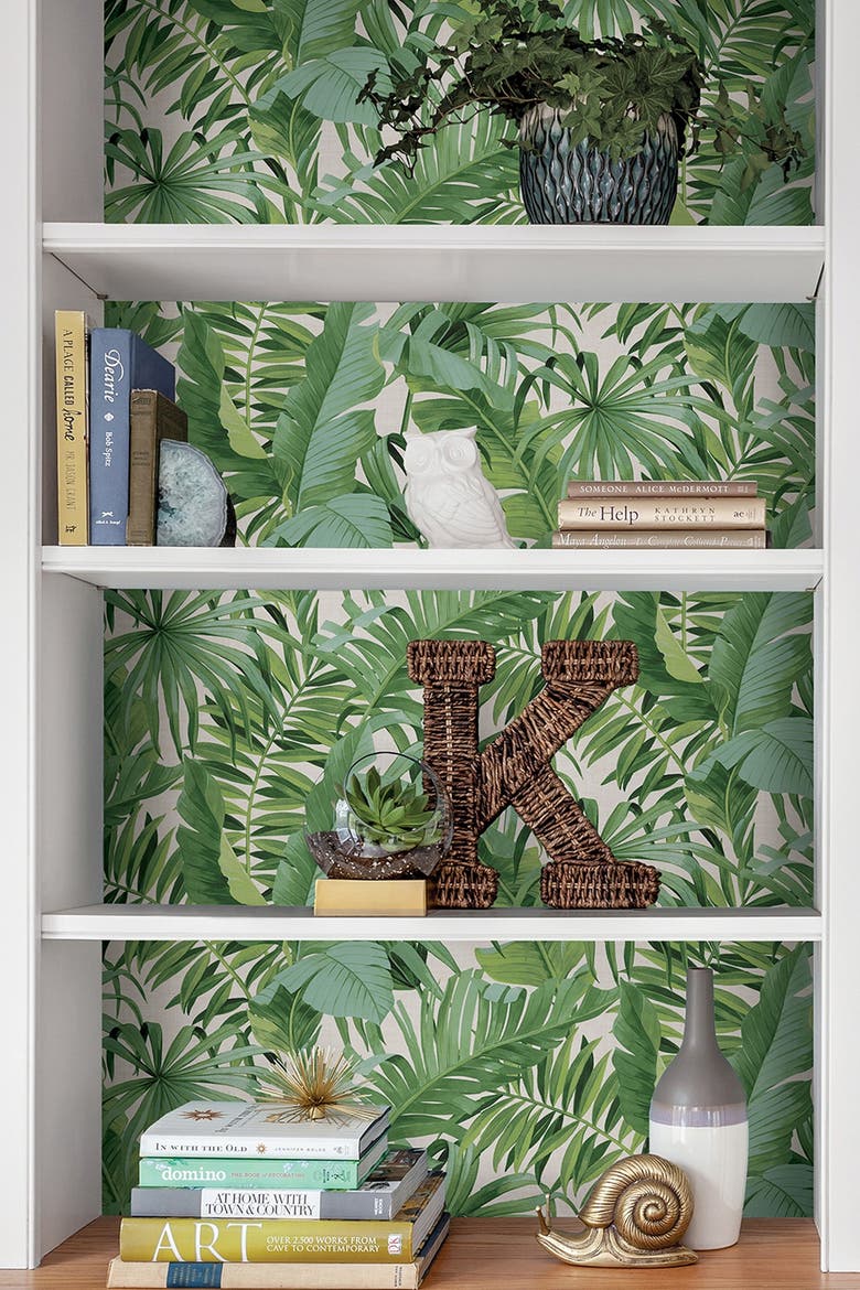 Maui Peel and Stick Wallpaper, Alternate, color, GREEN