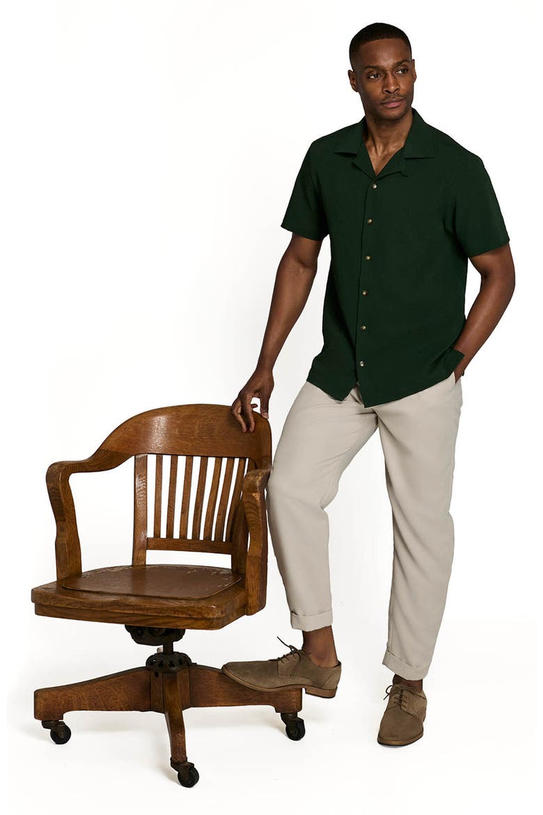 Solid Myrtle Short Sleeve Seersucker Camp Shirt, Alternate, color, GREEN