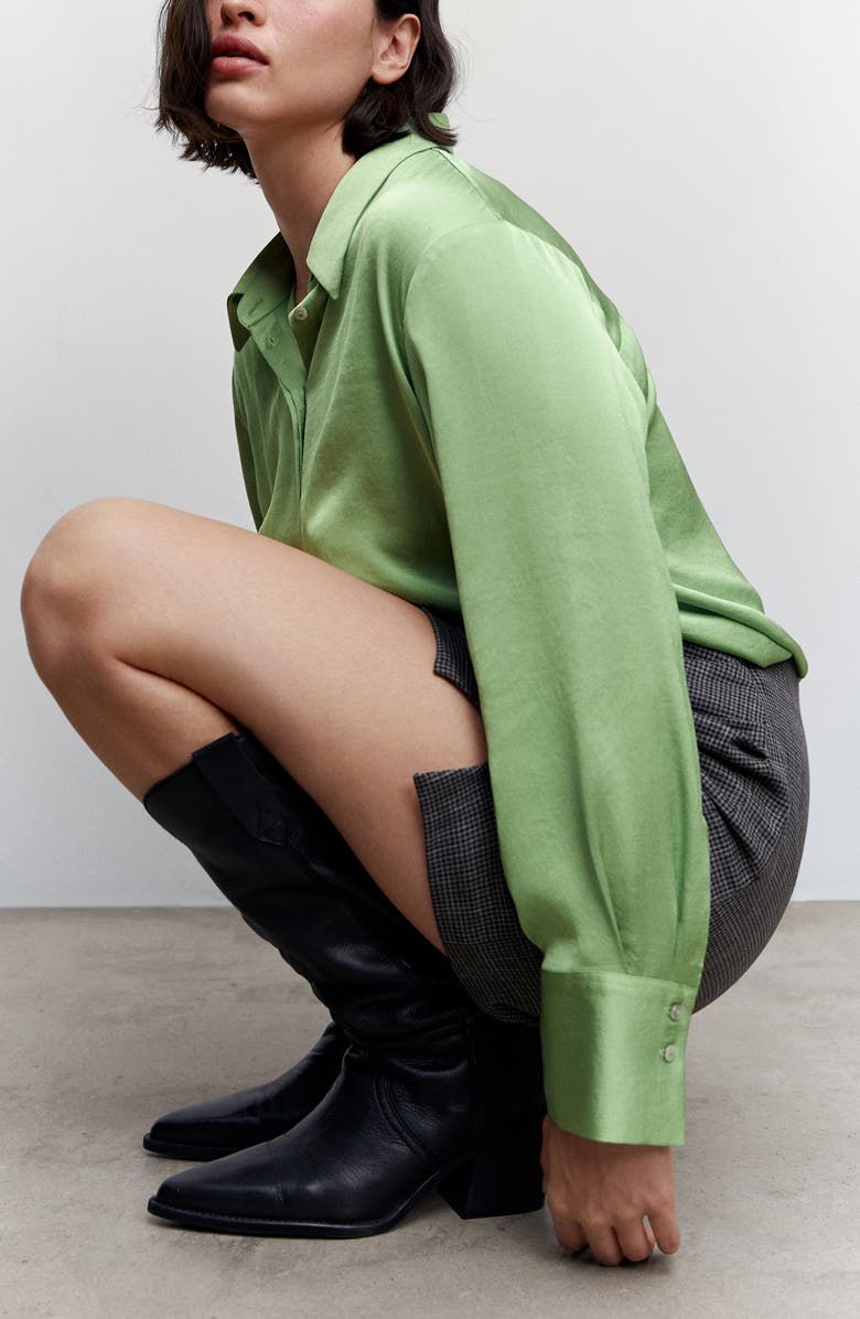 MANGO Satin Button-Up Shirt, Alternate, color, 