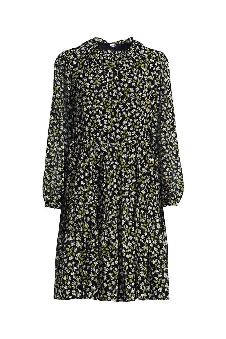Chiffon Above the Knee Adjustable Dress, Alternate, color, Black Mini Bloom Floral