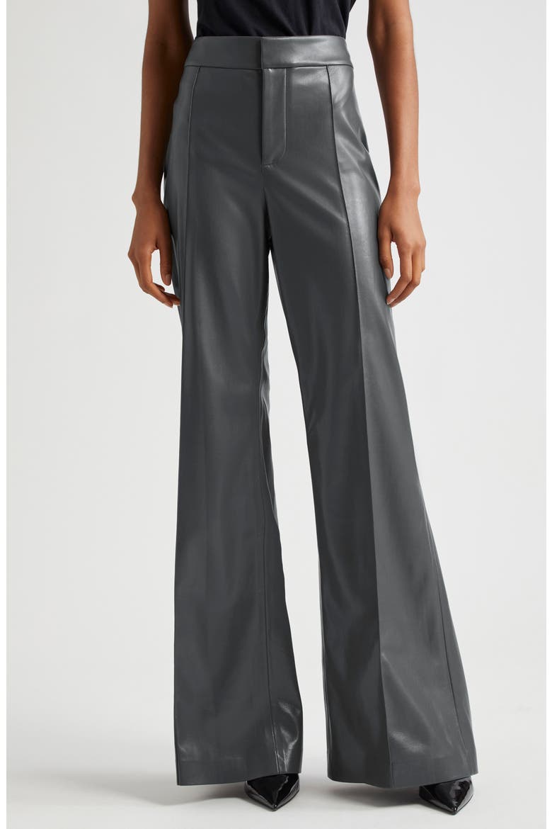 Dylan High Waist Faux Leather Flare Leg Pants, Main, color, CHARCOAL