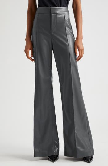 ALICE AND OLIVIA ALICE + OLIVIA DYLAN HIGH WAIST FAUX LEATHER FLARE LEG PANTS 