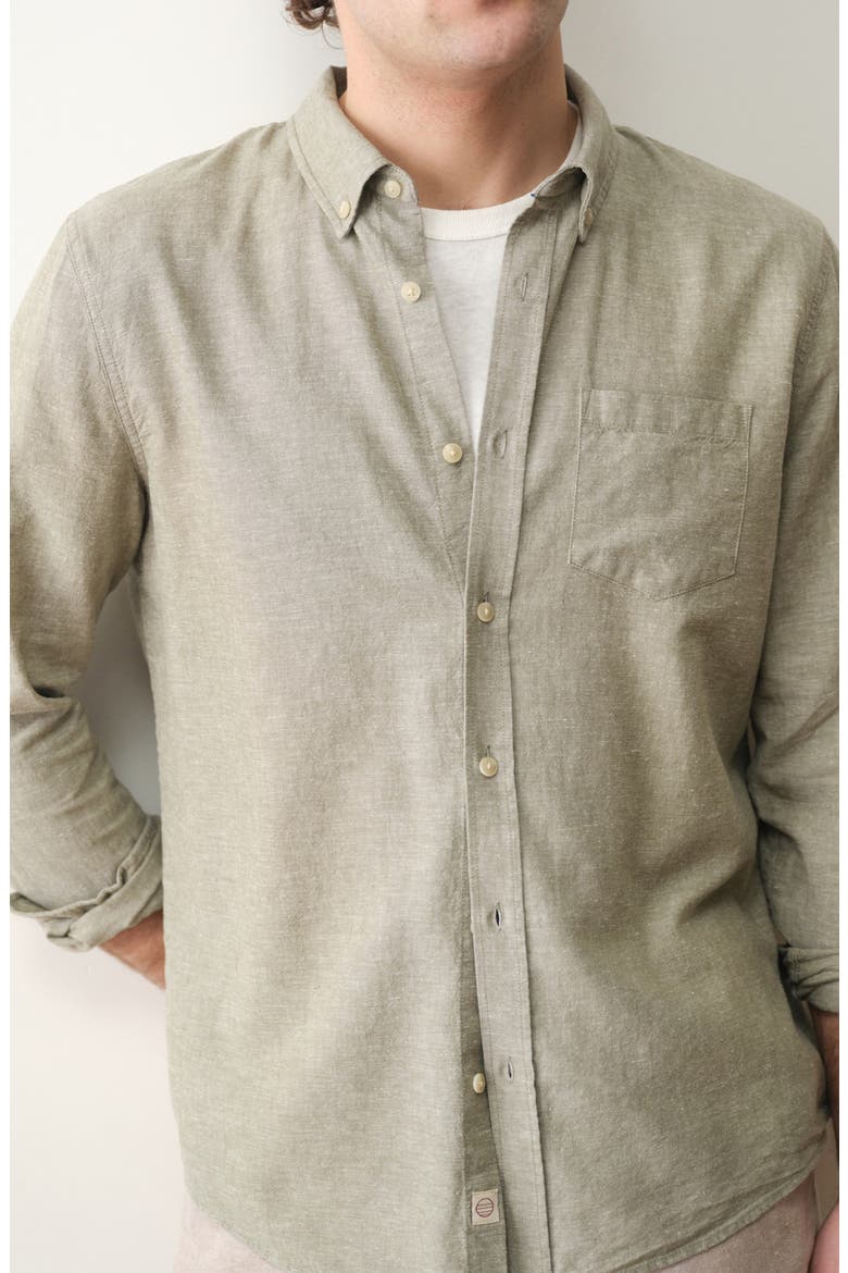 Better-than-Linen Hemp Blend Button-Down Shirt, Alternate, color, OLIVE
