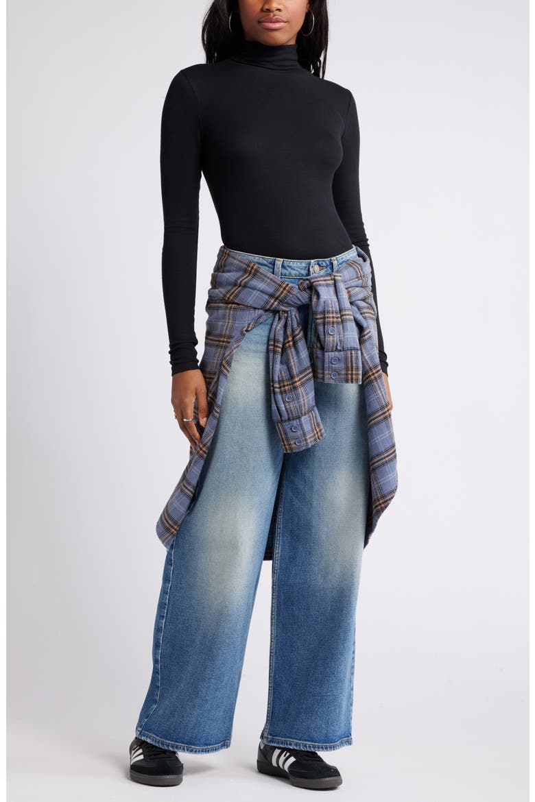 Turtleneck Rib Top, Alternate, color, BLACK
