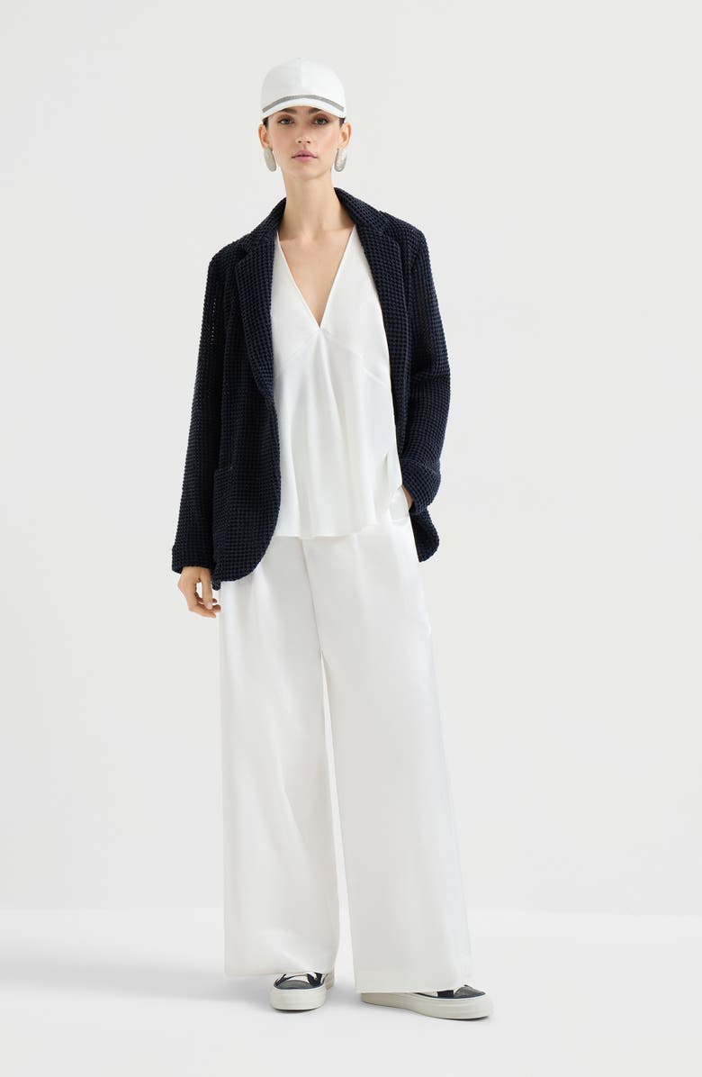 Brunello Cucinelli Net knit blazer, Alternate, color, Blue